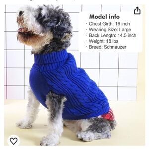 Dog Sweater Blue Knit Size Small